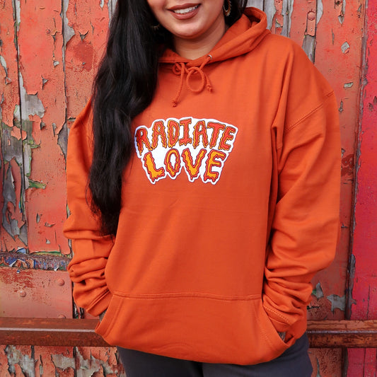 radiate love embroidered hoodie - burnt orange